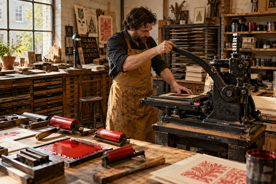 A small letterpress in use